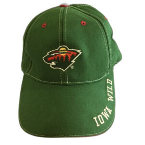 Iowa Wild Hockey Cap Hat Adult Adjustable Color Green Strap Embroidered Cap
